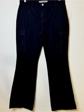 Joe’s Jeans Black Cargo Flare Pants Mid Rise Stretch Utility Chic Size 29
